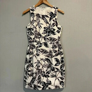 J.Crew Factory Dress Cream Floral Tropical Beach Print Textured Sheath 0